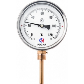 Термометр биметаллический  РОСМА БТ-52.211 (0-120С) G1/2. 1,5 Ду корп.100 мм, L гильзы-46мм, радиал.