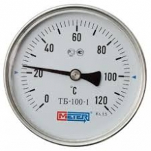Термометр биметаллический МЕТЕР ТБ-100-1 (0-120С) G1/2. 2,5 Ду корп. 100 мм, L гильзы-40мм, осев.