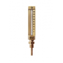 Термометр  жидкостный виброустойчивый РОСМА ТТ-В (0-160С) 150/100 П11 G1/2  L гильзы=100мм, прямой