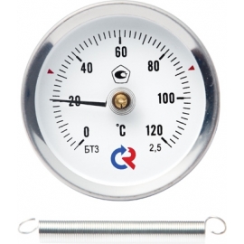 Термометр биметаллический  РОСМА БТ-30 (0-150С)2,5 Ду корп. 63 мм, накладной