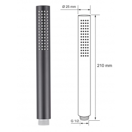 Лейка душевая Aquanet,  AF000-14B, черная, матовый, 1 режим