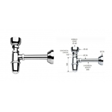 Сифон д/писсуара REMER, RR 864, подключ. к канал. 1", хром, латунь