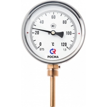 Термометр биметаллический  РОСМА БТ-32.211 (0-250С) G1/2. 2,5 Ду корп. 63 мм, L гильзы-100мм, радиал