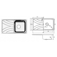 Мойка нерж. сталь, шелк 780*440  чаша справа, Arro S, IDDIS, ARR78SRi77