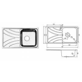 Мойка нерж. сталь, шелк 780*440  чаша справа, Arro S, IDDIS, ARR78SRi77