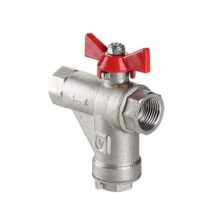 Кран шаровой VALTEC со встроенным прямым фильтром 1/2" вн-вн. бабочка