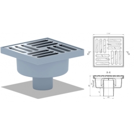 Трап D-50 вертикальный, нерегул., гидрозатвор решетка нерж.150*150 АНИ Пласт (ТА5212)