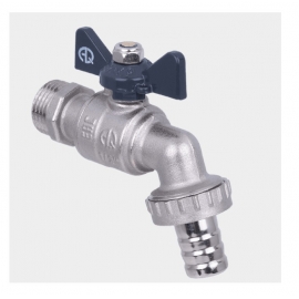 Кран шаровой водоразборный под шланг 1/2 Wh бабочка (AQUALINK)
