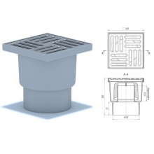 Трап D-110 вертикальный, регулир., гидрозатвор решетка нерж.150х150 АНИ Пласт (TA1212)
