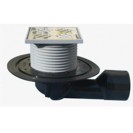 Трап D-50/75 горизонтальный, регулир., гидрозатвор решетка нерж. 123*123 HL 80.1ммм