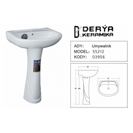 Умывальник с пьедесталом  DeryaKeramika, DK-55212 (55х44)