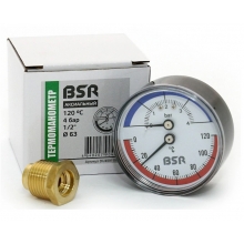 Термоманометр аксиальный BSR 120°C, 4 бар, 1/2", Ø 63 ZOTA