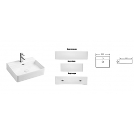Раковина Azario,  AZ-2173-S, накладная/подвесная (500*420*120)