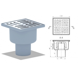 Трап D-50 вертикальный, нерегулир.,гидрозатвор решетка нерж.100*100 АНИ Пласт(ТА5202)