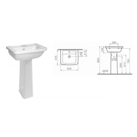 Раковина с пьедесталом VITRA, Form 300, белый (550х475), 9602B003-7650