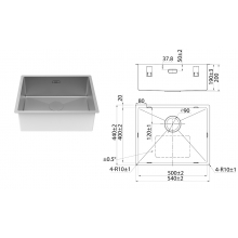 Мойка, нерж.сталь, универсального монтажа, графит, 540*440,  Edifice, IDDIS, EDI54G0i77