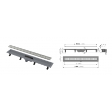 Трап линейный AlcaPlast, APZ10-950M, с порогами (полипропилен) д/решетки, комбинир.затвор,хром мат