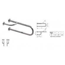 Поручень-скоба для раковины (крепление к стене, правый) 32*550*200*200, нерж.С2