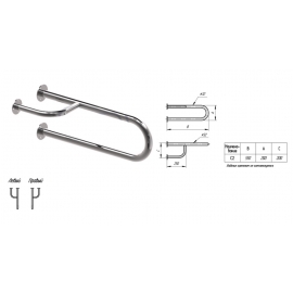 Поручень-скоба для раковины (крепление к стене, правый) 32*550*200*200, нерж.С2