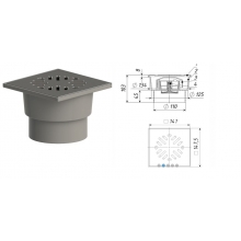 Трап D-110 вертикальный,решетка нерж.150*150 с двойным затвором ТП 104.110-150VS(Hs+Ms)
