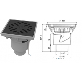 Трап дворовый D-110/160 вертикальный с электрообогревом (ТП-606-Э)
