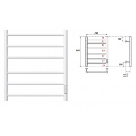 Полотенцесушитель электрический Point Аврора PN10846W П6 400x600 диммер справа, белый