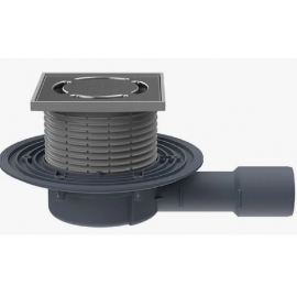 Трап регул. сух/затв. (горизонт. выпуск) DN40/50 нерж. реш. 115х115HL HL90Prblue