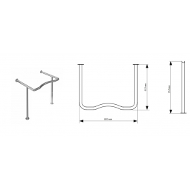 Поручень опорный, с фигурным контуром, AISI304. D38 805х632х744 мм, NS-80