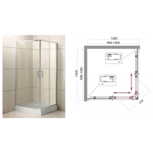 Душевой уголок BelBagno, UNO-195-A-2-100-C-Cr