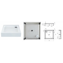 Поддон акриловый Aquanet, GL180, 80х80x18, квадрат (сифон, ножки, крепление)