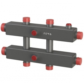 Гидравлический коллектор горизонтальный, двухсторонний, 3 контура, до 70кВт