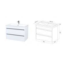 Тумба с умывальником IDDIS, Zodiac X, подвесная, 80 см, белая, ZDX80W0i95K / 4078000i28