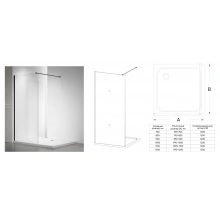 Душевая перегородка Veconi KR-72B (80х200), проф.черный, стекло прозрачное 8мм, KR72B-80-01-C8