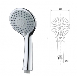 Лейка д/душа Milardo 3F, Essential, 3 режима, 3803F10M18