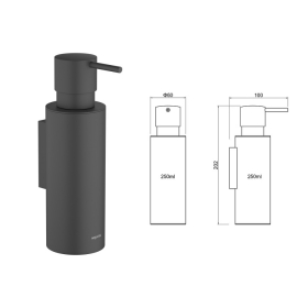 Дозатор д/жидкого мыла Акватек, ОБЕРОН, AQ4205MB, настенный, матовый, черный