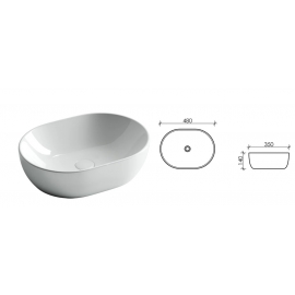 Умывальник CeramicaNova, Element CN6019, 480x350x140, накладная, прямоугольная