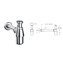 Сифон д/раковины VITRA, A45122, латунь, хром