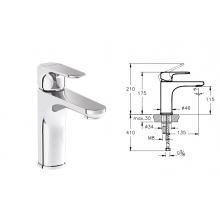 Смеситель д/раковины VITRA, Root Round, A42706EXP, цвет хром