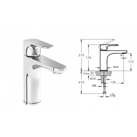 Смеситель д/раковины VITRA, Root Round, A42706EXP, цвет хром