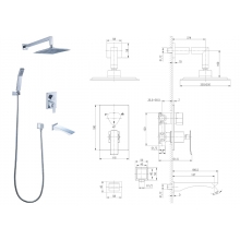 Душевая система Lemark "Контест", встраиваемая, верх. душ, лейка, излив, белый/хром, LM5822CW