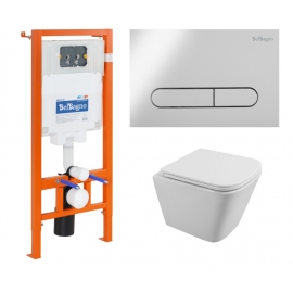 Система инсталляция BelBagno BB002-80 комплект: кнопка BB005-PR-CHROME, унитаз с сид. DUE BB3103CHR/SC