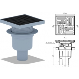Трап D-50 АНИ Пласт вертик., регулир., сухой решетка чугун 150*150 (TQ5716)