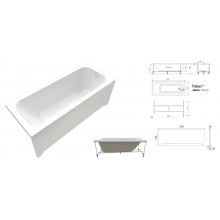 Ванна акриловая Ника 170х75х48,2 (к комплекте каркас и экран) 100% акрил, Triton