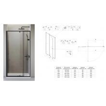 Дверь душевая Veconi VN26B, 1000х1950, черн.мат., стекло прозрач.5/6мм, VN26B-100-01С-8