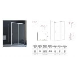 Душевой уголок Veconi Rovigo RV-040,1100x900x1850, хром, стекло 5мм, прозрач., Арт.RV40-1190-01-C1