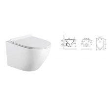 CR230UQ-TK Унитаз подвесной Ceres 490*370*360мм, торнадо ультратихий, крышка Slim 2 кнопки CR230UQ-TK