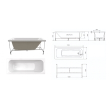 Ванна акриловая Ника 170х70х47,5 (к комплекте каркас) 100% акрил, Triton