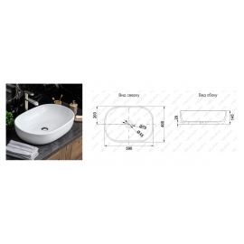 Умывальник MELANA, MLN-5006, накладной, белый 590х405х145мм
