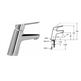 Смеситель д/раковины  JACOB DELAFON LUCIEN E20849-CP (хром, L-10,3 H-8)