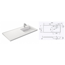 Раковина Акватон, Лондри - 120, литьевой мрамор, белая, Правая, 1A72243KLH010